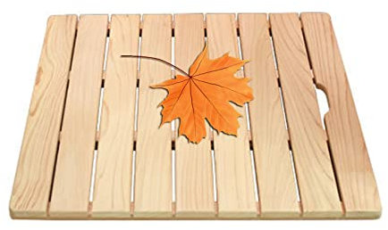 Rutschfeste Badezimmermatte aus Bambus, Duschbrett aus Holz, Badematten aus Holz, Duschmatten aus Holz für den Innen- oder Außenbereich, Duschmatte aus Holz mit Schieferplattform für den Boden, 50 x