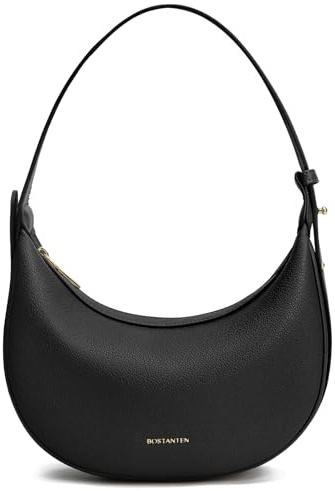 BOSTANTEN Damen Handtaschen Groß Shopper Tasche PU Leder Schultertasche Elegante Umhängetasche Frauen Hobo Bag Schwarz