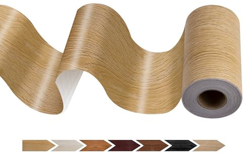 JUNART Nastro per riparazione venature del legno (10cm × 1000cm), nastro per riparazione impermeabile per tavoli, battiscopa, finestre e pavimenti con raschietto in plastica(rovere caffè)