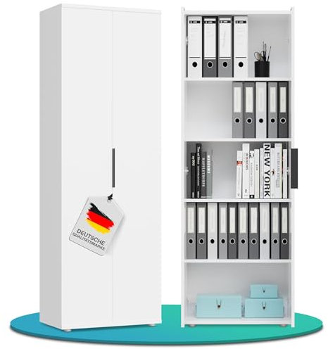 MANUMA Mehrzweckschrank 60 cm breit Flurschrank Vorratsschrank - Aufbewahrungsschrank 5 Fächer - Hochschrank Haushaltsschrank