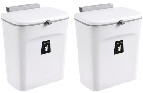 OHMG 9 l Abfalleimer zur Wandmontage mit Deckel für Campingküche, zusammenklappbar, für Küche, hängend, Camping, Büro, Schlafzimmer, Badezimmer