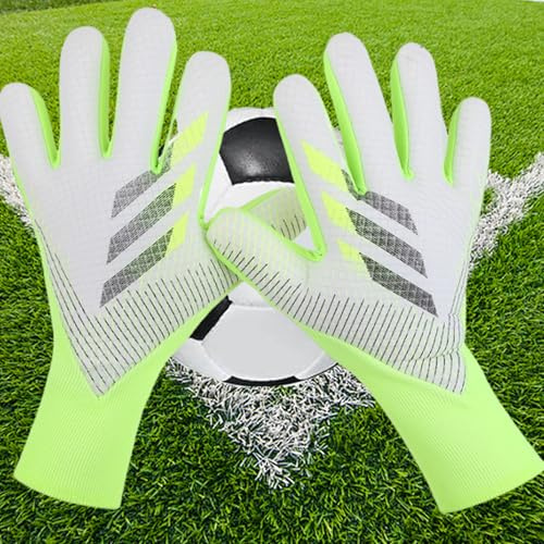 XSQD Andningsbar Målvaktshandske, Junior Kids Fotbollshandskar Med Tjock, Latex Anti Slip Latex, Fotbollshandskar, Finns I Storlekar 7/8/9/10 Perfekt För Idrottare Och Nybörjare(Grön Storlek 8)