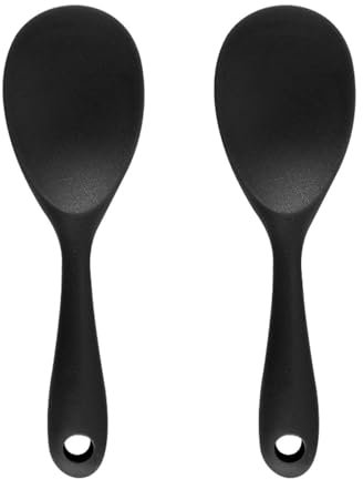 2 Stück Silikon-Kochlöffel, Großer Reislöffel Mit Rundem Kopf, Antihaft-Reiskocher-Reislöffel, Salatlöffel, Tischlöffel Mit Langem Griff, Küchenutensilien