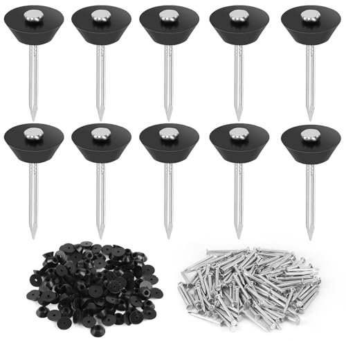 120 Pièces Boutons de Montage avec Clou, 2,5x30mm Clous D'étanchéité pour Bande à Picots, Clous D'étanchéité pour Tôle à Alvéoles en Fer Galvanisé pour Drainage de Construction, Parterres Surélevés