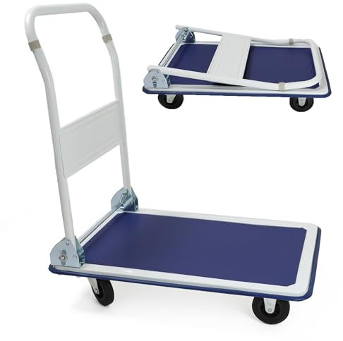 DIVCHI Collapsible Trolley 4 Wheel Heavy Duty Platform Trolley Folding Platform Truck | Industrial Trolleys | Hand Truck | Sack Trolley | Push Cart