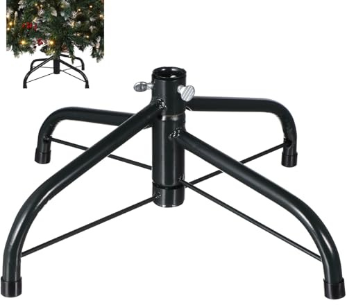 Cabilock Supporto per albero di Natale in robusta struttura in metallo, base girevole per alberi di Natale fino a 2 metri, con ciotola per acqua, ideale per decorazioni natalizie