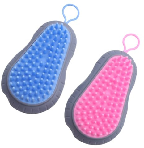 FRCOLOR 2 Stück-pack Kopfhautmassagegeräte aus Kunststoff Massagekamm zur Tiefen Haarreinigung und Kopfmassage für Zuhause Fördert die Durchblutung Zufällige Farbe