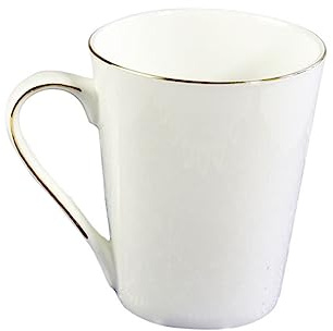 Cabilock Mug En Porcelaine Fine Blanche Bord Doré 350 Ml Tasse à Café Tasse à Thé Ergonomique Résistant à La Chaleur Pour Femmes Usage Quotidien Famille Bureau