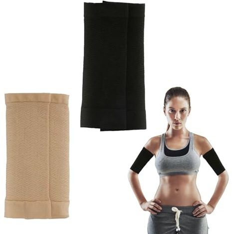 EUYKQNOI 2 pares de mangas elásticas de compresión, moldeador de brazo, masajeador de brazo, cinturón de compresión, deportivo, fitness, moldeador de brazos para mujer