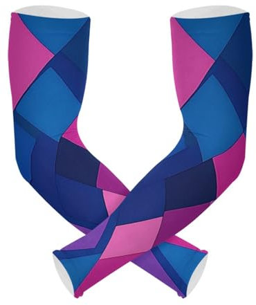 WDdZzyy Rhomboid Royal Blue Pink Cooling, 1 paio di maniche rinfrescanti per bambini, protezione solare UV, per uomo, pallavolo, basket, ciclismo, Romboide Blu Reale Rosa, Taglia unica