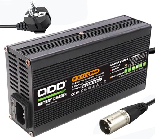 QDD Chargeur de Batterie Li-ION 58,8 V 8 A 52 V Utilisé pour Batterie au Lithium 14 S 52 V avec Ventilateur de Refroidissement Connecteur Smart Charge XLR