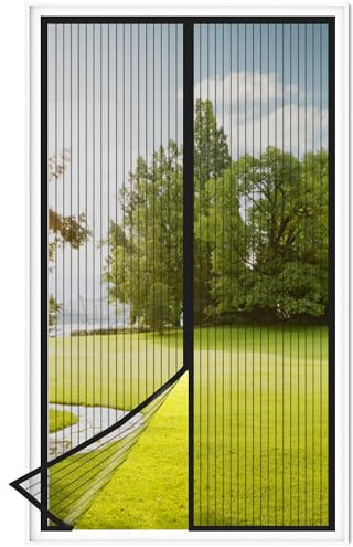 ELAKIRI Zanzariera Magnetica 90×210cm,Griglia Criptata Zanzariere Magnetiche,Zanzariera Porta Finestra con Velcro Installabile Senza Forare,Tenda Zanzariera Traspiranti per Interni,Balcone (Nero)