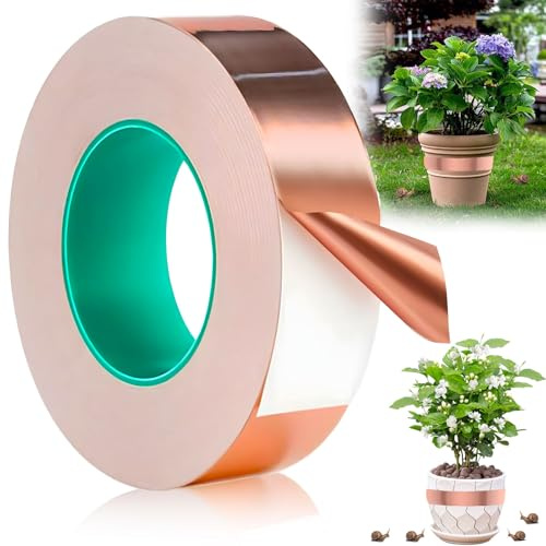 ZPQAODI 30mm X 30M Kupferklebeband, Reine Kupferbleche 0,05mm Dick, Abschirmband Kupferfolie Kupferband Selbstklebend Klebeband Schneckenband Schneckenschutz, für elektrische, Reparatur, Basteln
