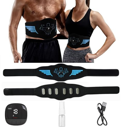 Ysislybin EMS Abdominal Muscle Stimulator, Electronic Muscle Stimulator, USB Rechargeable EMS Muscle Stimulator Muscle Toner, Fitness Waist Belt Home Office Workout Equipment for Men Women