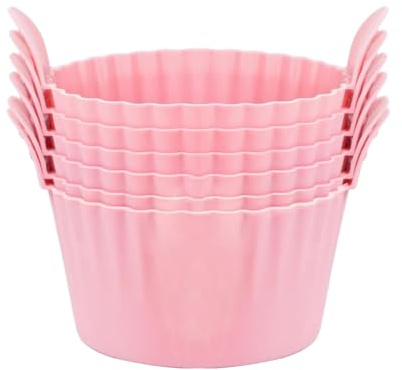Luftfritös äggform – 6 st silikon non-stick koppar för frukostsmörgåsar | Återanvändbar lätt att rengöra kakpuddingform för luftfritös ugn, liten rund muffinspanna för mellanmål måltider lunch