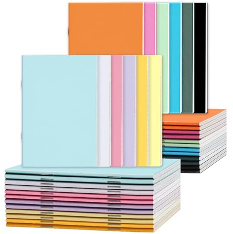 Yoosso 24 Stück Klein Notizblock Blanko, 9 x 14 cm Notizbuch Liniert Notizheft Pocket Notizbuch für Familie Schule Büro (16 Blatt/32 Seiten)