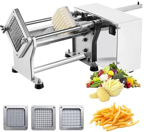 Coupe-Frites Électrique Professionnel,Commerciale Acier Inoxydable Coupe Pommes de Terre Frites avec 6mm 9mm 13mm Lames pour Carotte Oignon Pomme,60W