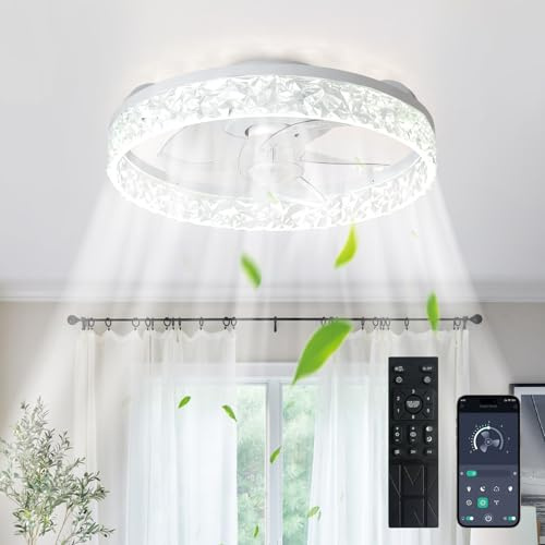 Depuley Ventilador de techo con luces y mando a distancia: Ventilador de techo empotrado de 16 pulgadas con 6 velocidades y 3CCT - 3000-6500K Dimmable Led Fandelier para dormitorio y sala de estar