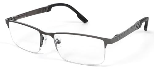 UVTQSSP Halbrahmen Lesebrille Aluminium Magnesium Leser für Männer modischen Federscharnieren Computerbrille