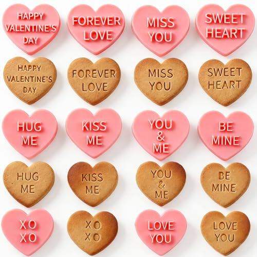 Set di 10 stampini a forma di cuore, mini San Valentino, timbri, plastica, stampini per biscotti