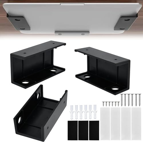 Kleemeiero 3 PCS Soporte Bajo Escritorio para Portátil | Soporte Ordenador Debajo Mesa para Tabletas, Teclados y Más | Organizador Bajo Escritorio | Fijación Resistente para Mesa de Oficina o Hogar