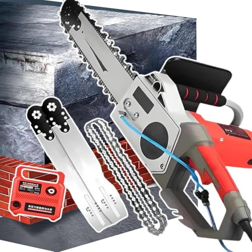 menglanchang Scie à BéTon éLectrique 5800/6500w,Coupe 2m/3 Min,Machine De DéCoupe Murale, Profondeur Coupe 350/480mm,Coupe sans PoussièRe,pour Couper BéTon,Pierre,Brique,avec 2 ChaîNes/2 Guides 48cm