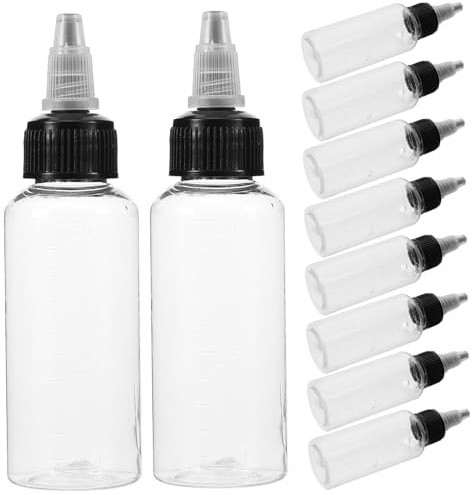 ARTSEWPLY Kunststoff Farbflasche 50ml mit Skala für Farbe und Portionen | Leere Nachfüllflasche, 10 Stück, aus Kunststoff, Dicht Schließend, Wiederverwendbar und Tragbar