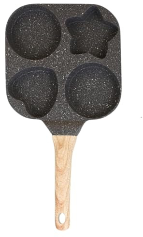 Osmond Cute Pancake Pan, Multi-Shape Breakfast Pan, Non-Stick Egg Frying Pan, Detachable Handle Pan for Stove for Families Black