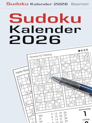 Sudokukalender - Abreißkalender 2026 - Der beliebte Abreißkalender mit 800 Zahlenrätseln - Wandkalender - Bassermann-Verlag - 16,5 cm x 22 cm