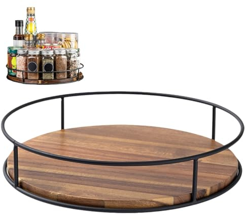 Drehteller Organizer 30cm/12in, 360° drehbarer Lazy Susan Gewürzregal aus Holz, rutschfester Schrank Küchen Organizer für Gewürze Snacks Badezimmerutensilien für Arbeitsplatte Kühlschrank Speisekammer