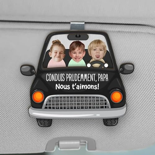 Cadeau Plus Clip Pare-Soleil De Voiture Personnalisé - Conduis Prudemment, Papa/Maman - Decoration Voitures, Cadeau Fete des Peres Personnalisé, Cadeau Fete des Peres