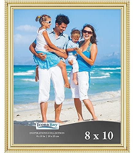 Icona Bay 20 x 25 cm goldener Bilderrahmen, wunderschön detaillierte Formgebung, modernes Bilderrahmen-Set, Wandhalterung oder Tischplatte, Inspirations-Kollektion