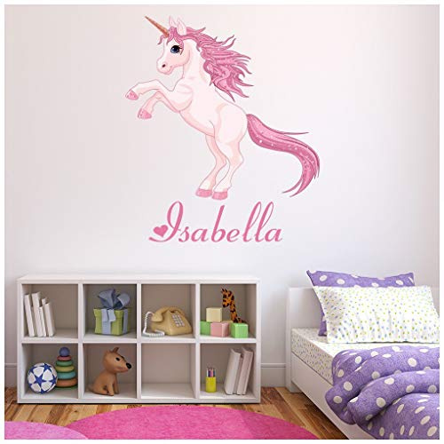 azutura Custom Name Pink Unicorn Wall Sticker Personalised Kids Room Decal available in 8 Sizes Digital