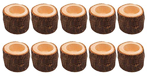 VOANZO Holz Rinde Kerzenhalter 4 Stücke Kreative Holz Handwerk Dekoration Blume Blumentopf Kerzenständer Halter (2,4x1,7 Zoll)
