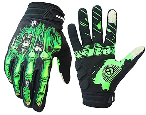 BRZSACR Skeleton Fahrradhandschuhe Motorradhandschuhe Geländewagen MTB, Fahrradhandschuhe Stoßdämpfung Rutschfestes Touchscreen-Design, für Verschiedene Outdoor-Sportarten. (New Grün, XL)
