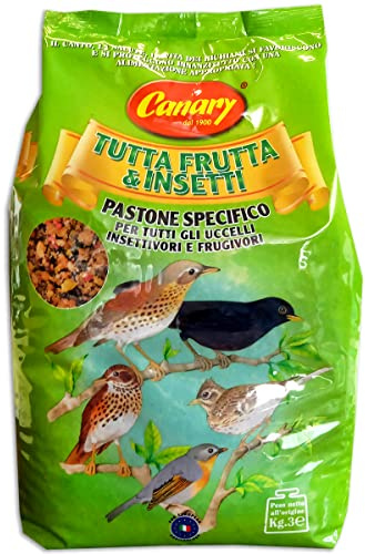 Canary Alimento para Pájaros Insectívoros y Frugívoros, 3 kg, Frutas e Insectos, Sin Conservantes ni Colorantes Artificial