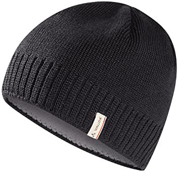 VAUDE Mütze Edo Beanie III in Schwarz – Warme & atmungsaktive Wintermütze - Unisex Beanie-Mütze in Rippstrick-Optik - Thermomütze ausgekleidet mit weichem Fleece - Made in Germany