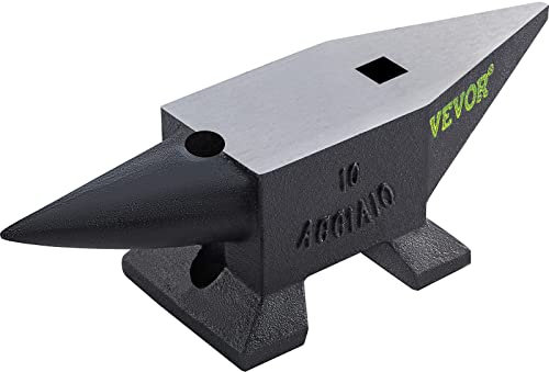 VEVOR Enclume de Forgeron en Acier Dur 10 kg Métal Dureté 55 HRC aux Forges 2 Cornes Traitement Surface Grand Comptoir Parfait pour les Forgerons Métaux Rivetage Aplatissement, Noir