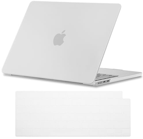 NJIAONE Hülle Kompatibel mit MacBook Air 15 M4 M3 M2 2025 2024 2023 Modell: A3241 A3114 A2941, Hart Schalen Hülle Kunststoff mit EU Tastaturabdeckung Schutzhülle Case- Matt Transparent