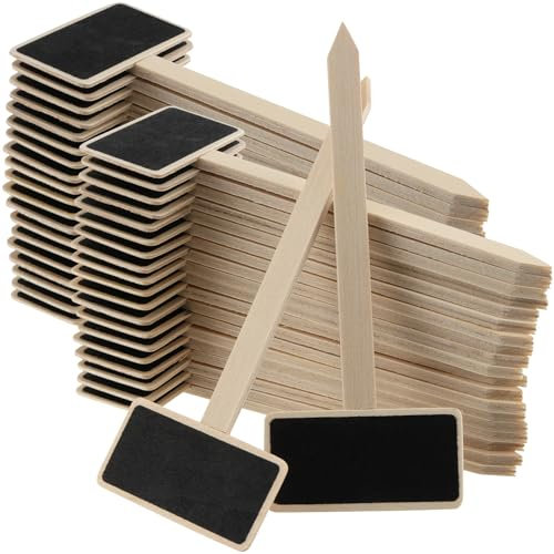 YIXNSW 40 Stück Pflanzenstecker Tafel 14x6.1cm Pflanzenschilder Holz Kräuterschilder Wasserfest Beschriftungsschilder Garten Braun Schwarze für Gärten, Pflanzen, etc