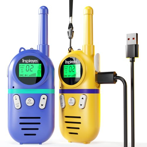 Inspireyes Walkie Talkies for Kids Rechargeable, 48 Hours Working Time 2 Way Radio Long Range, Outdoor Camping Games Toy Birthday Xmas Gift for Boys Age 8-12 3-5 Girls