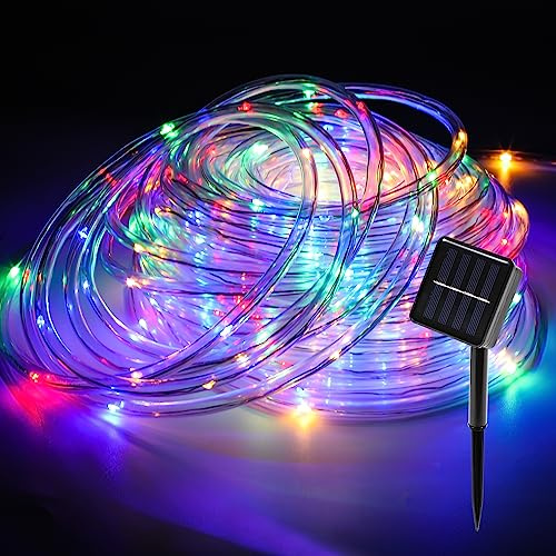 Ansobea Solar Lichterkette Aussen 20M 200LED, Solar Lichterschlauch Aussen 8 Modi, Led Schlauch Außen Solarenergie und IP65 Wasserdicht Lichtschlauch für Weihnachten, Party- Farbe