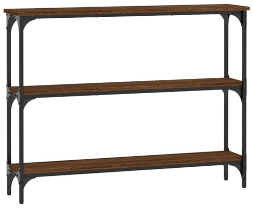 vidaXL Avlastningsbord brun ek 100x22,5x75 cm konstruerat trä, hallbord, vardagsrumsbord, metallbord, hall konsolbord, smalt konsolbord för hall