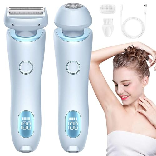 Beautibloom Rasoir,Rasoir éLectrique Livora,Rasoir éLectrique 2 En 1 pour Femmes,Rasoir Indolore Rechargeable,Humide Et Sec,Tondeuse à Cheveux ImperméAble pour La Visage,Bras,Jambes,Aisselles (Bleu)