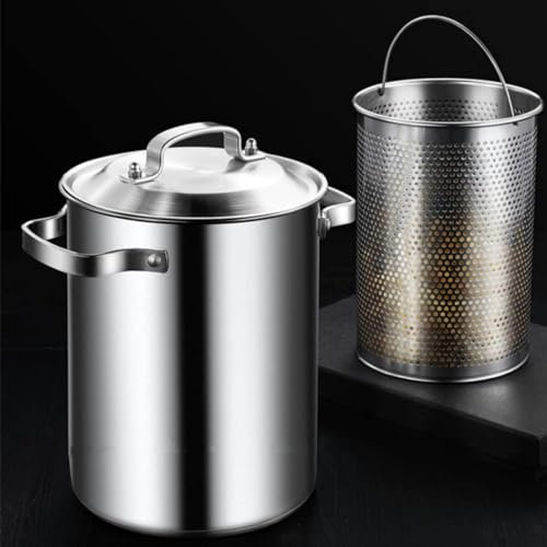 Pentola Di Asparagi, Vaporizzatore Vegetale In Acciaio Inossidabile 304, Pentola Per Cucinare Pasta E Spaghetti, Padella Profonda Con Olio, Utensile Da Cucina A Casa Con Cestino E Coperchio, 4,2 L