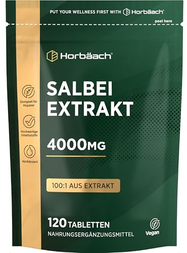 Sauge Menopause 4000mg | 120 Gélules Vegan | Extrait de Sauge | Complément Alimentaire | Hautement Dosé | Sage Leaf Supplement | par Horbaach