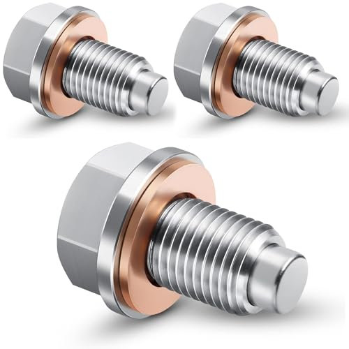 3 viti magnetiche di scarico dell'olio, M14 x 1,5 cm, guarnizione magnetica per vasca dell'olio, dado magnetico per vasca dell'olio, adattatore con guarnizioni, set per cambio olio, scarico dell'olio