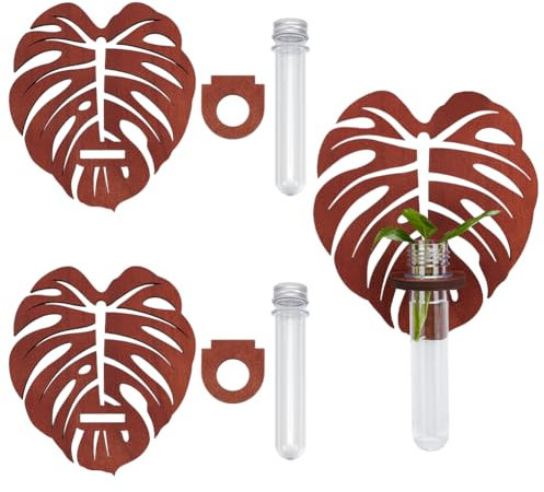 MAYJOYDIY Juego de 2 macetas de madera para colgar en la pared, estación de propagación de pared, 2 tubos de ensayo, jarrón de propogación para decoración del hogar, oficina, jardín, soportes para