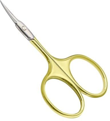 CGBE Professional Curved Cuticle Scissors, Super Sharp Stainless Steel Cutter for Cuticles, Dead Skin, Eyebrows, and Eyelashes, Gold