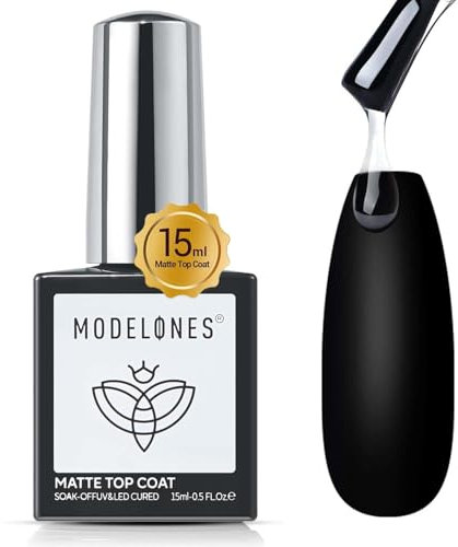 Modelones Matte Top Coat 15ml No Wipe Top Coat Gel UV, Überlack UV LED Gellack Gel Nagellack Polish für Gelnägel Nail Art Manicure